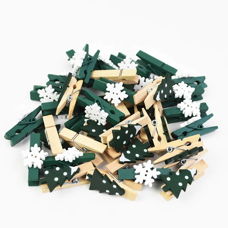 10pcs Christmas Wooden Clips New Year Party Decoration Photo Wall Clip DIY Christmas Ornaments Decorations for Home Kids Gift