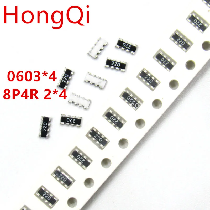 100Pcs 0603*4 8P4R 2*4P SMD Network Resistor  Array 0ohm 1 10 100 ohm 1K 10K 100K 1M 101 102 103 104 105