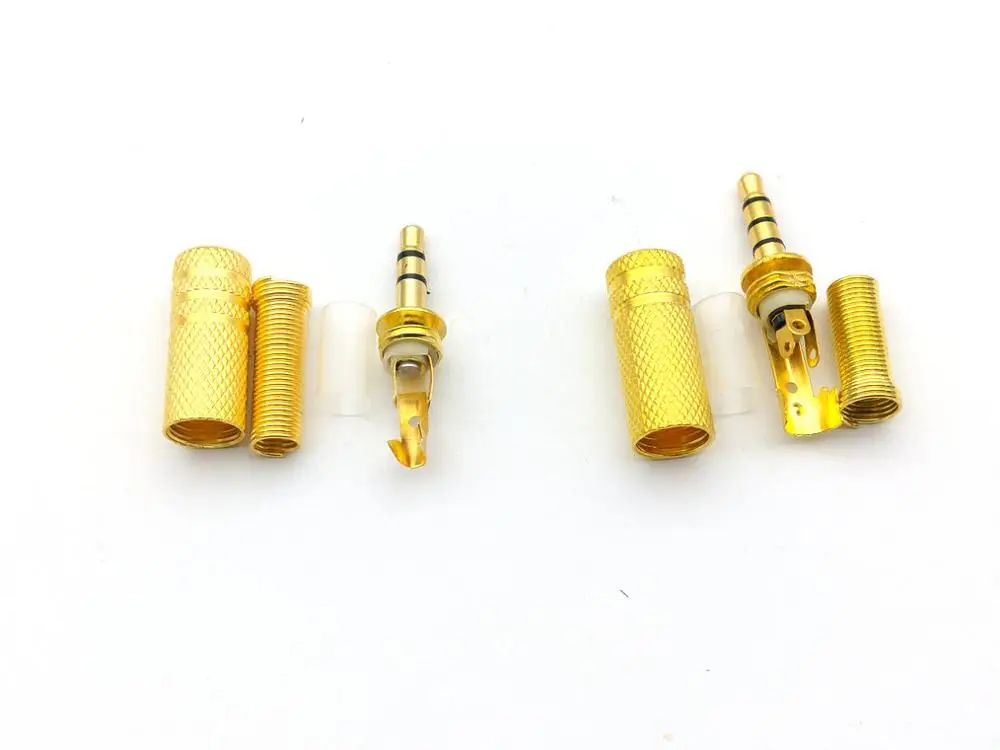 10pcs Gold plate 3.5mm mono stereo 4 Pole Jack Plug Audio connector adapter