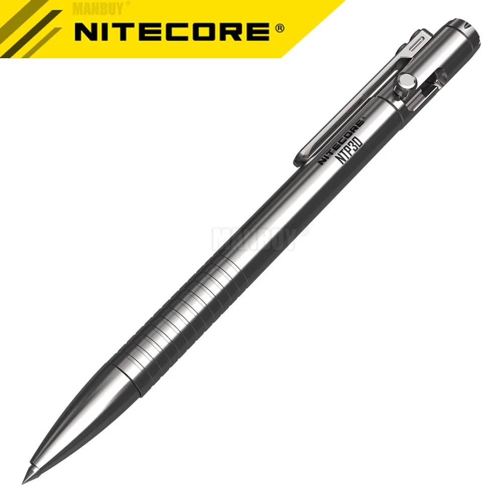 Authentic Nitecore NTP30 Bolt Action Tactical Pen Self-defense Titanium Alloy Tools Ergonomically Tungsten Steel Tapered Tip