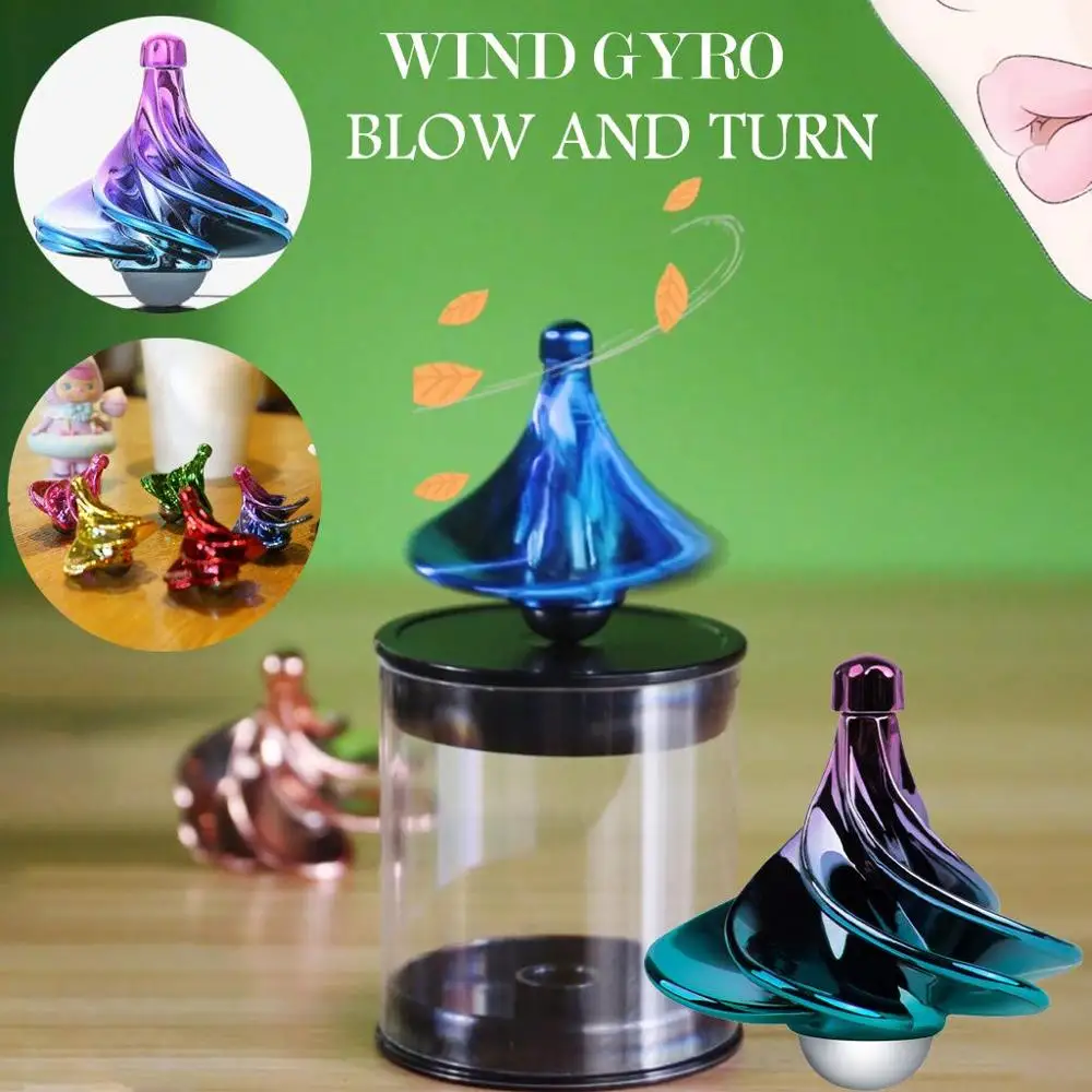 New Wind Gyro Toy Kids Toys Adults Anti Stress Gyro Desktop Spinning Top Toys Blowing Spinner Children Birthday Festival Gifts