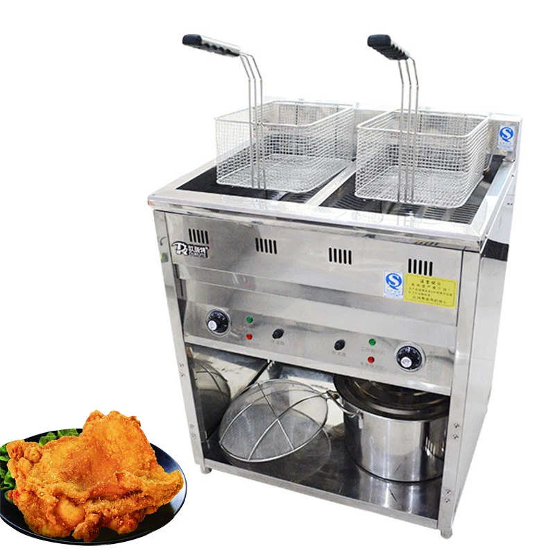 220V/380V fryer Luxury Vertical Stainless Steel Commercial Equipment Double Cylinder Precise Temperature Control Electric Fryer