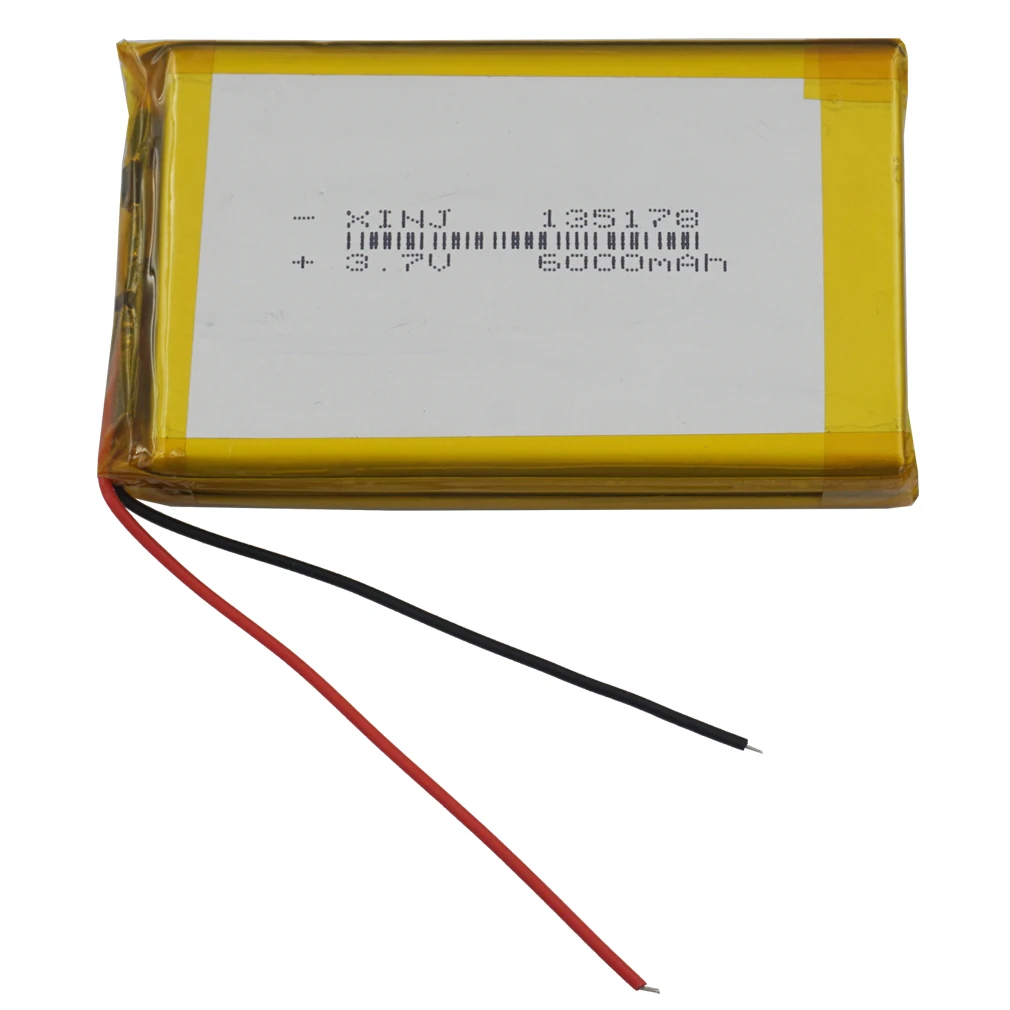 3.7V 6000mAh 22.2Wh Rechargeable 2 or 3 Wires Thermistor Polymer Li Lipo Battery 135178 For Speaker GPS Portable DVD Tablet PC