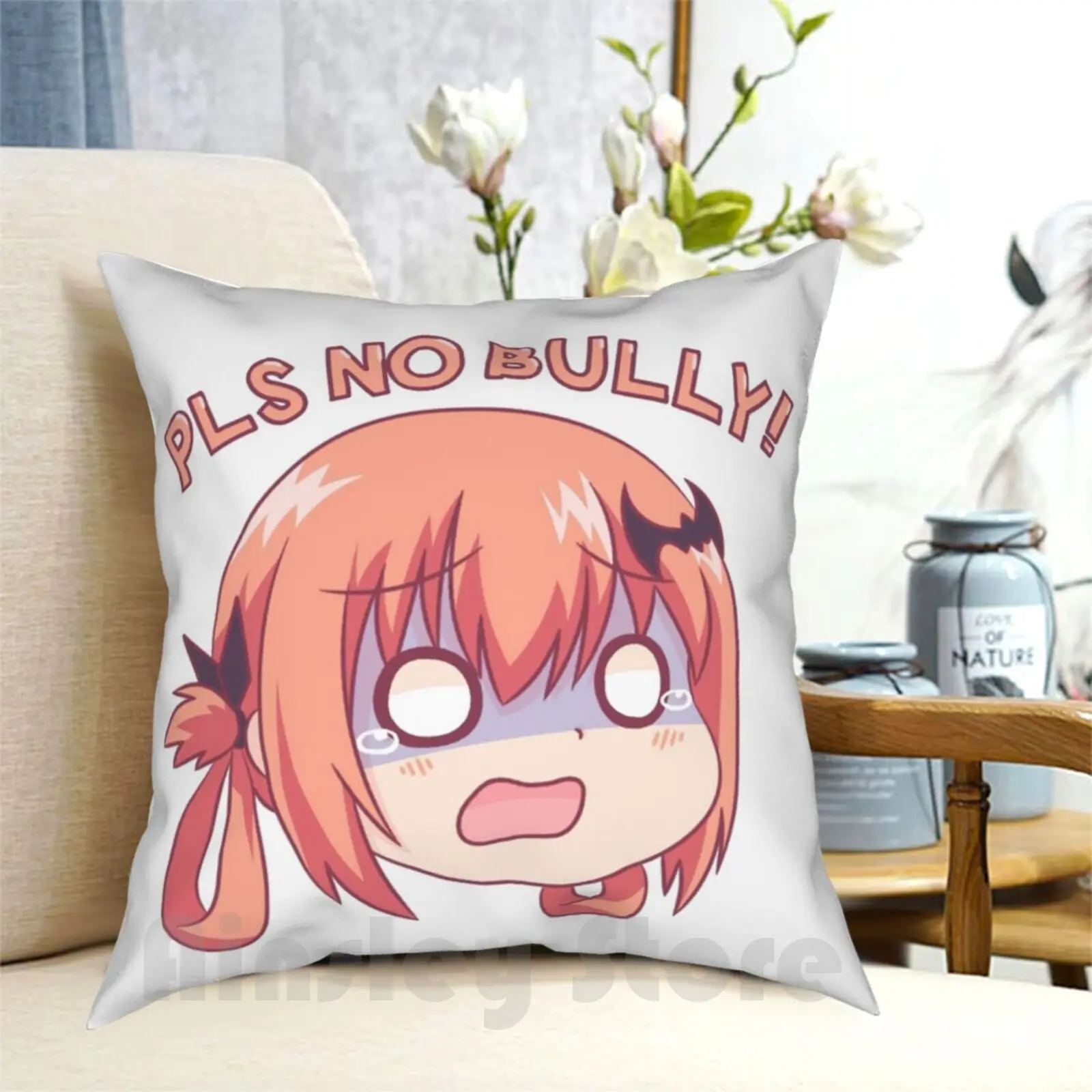 Pls No Bully! Pillow Case Printed Home Soft DIY Pillow cover Pls No Bully Please No Bully Bully Satania Anime Gabriel