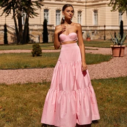 Long Skirts Fashion Evening Skirt Ruffles Women Clothing Satin Skirt High-aisted Skirts Woman Clothes Plus Size Floor Length