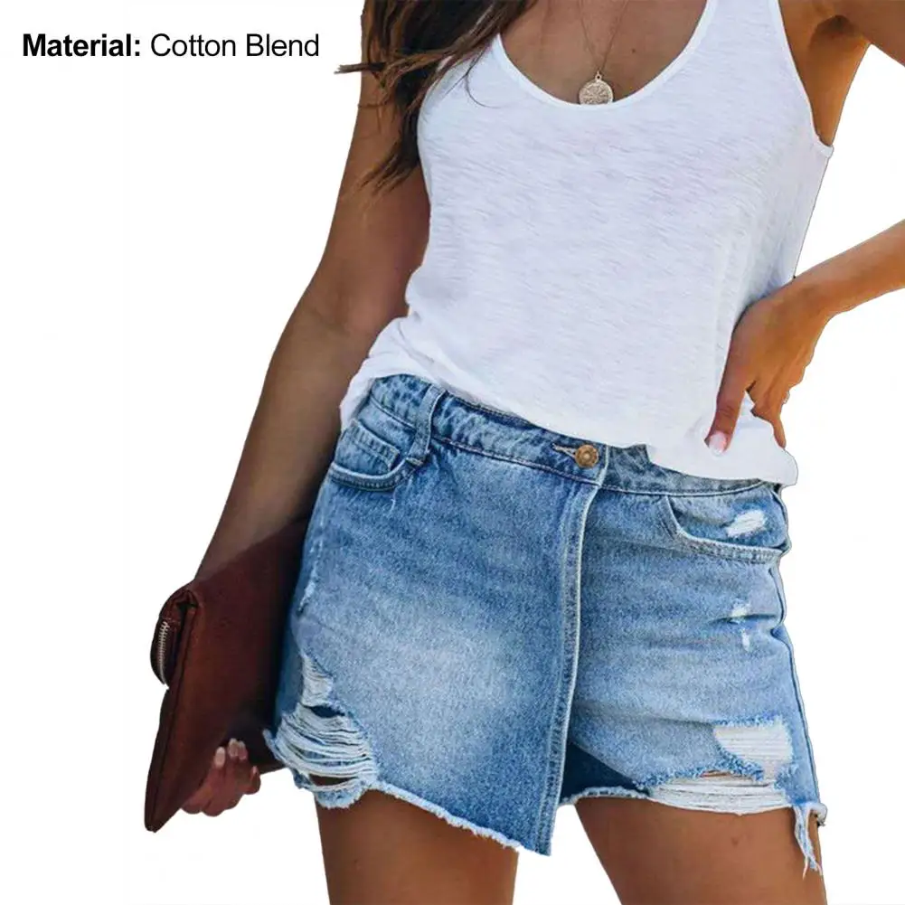 denim shorts jeans Women Shorts Ripped Solid Color Sexy Cotton Blend Broken Hole attractive Leisure Shorts Summer