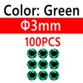 100 piezas de 3 mm, color verde