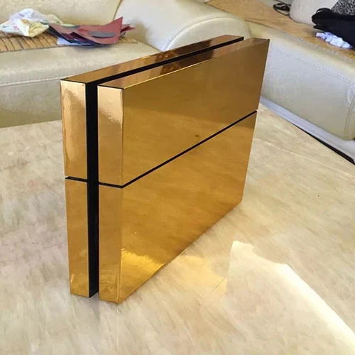 Golden Color Glossy Decal Skin Sticker for 4 Console + Controllers Accessory