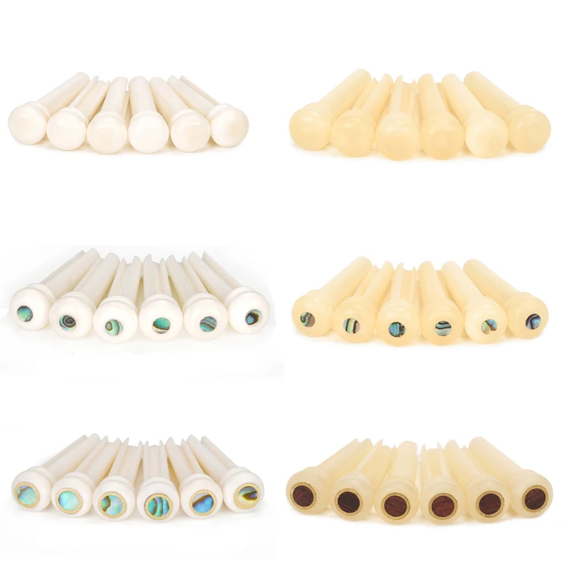 Woison    Bovine bone bleached and primary colors Acoustic guitar bridge pins，a set of 6 pieces.  Guitar  Fixed string nail