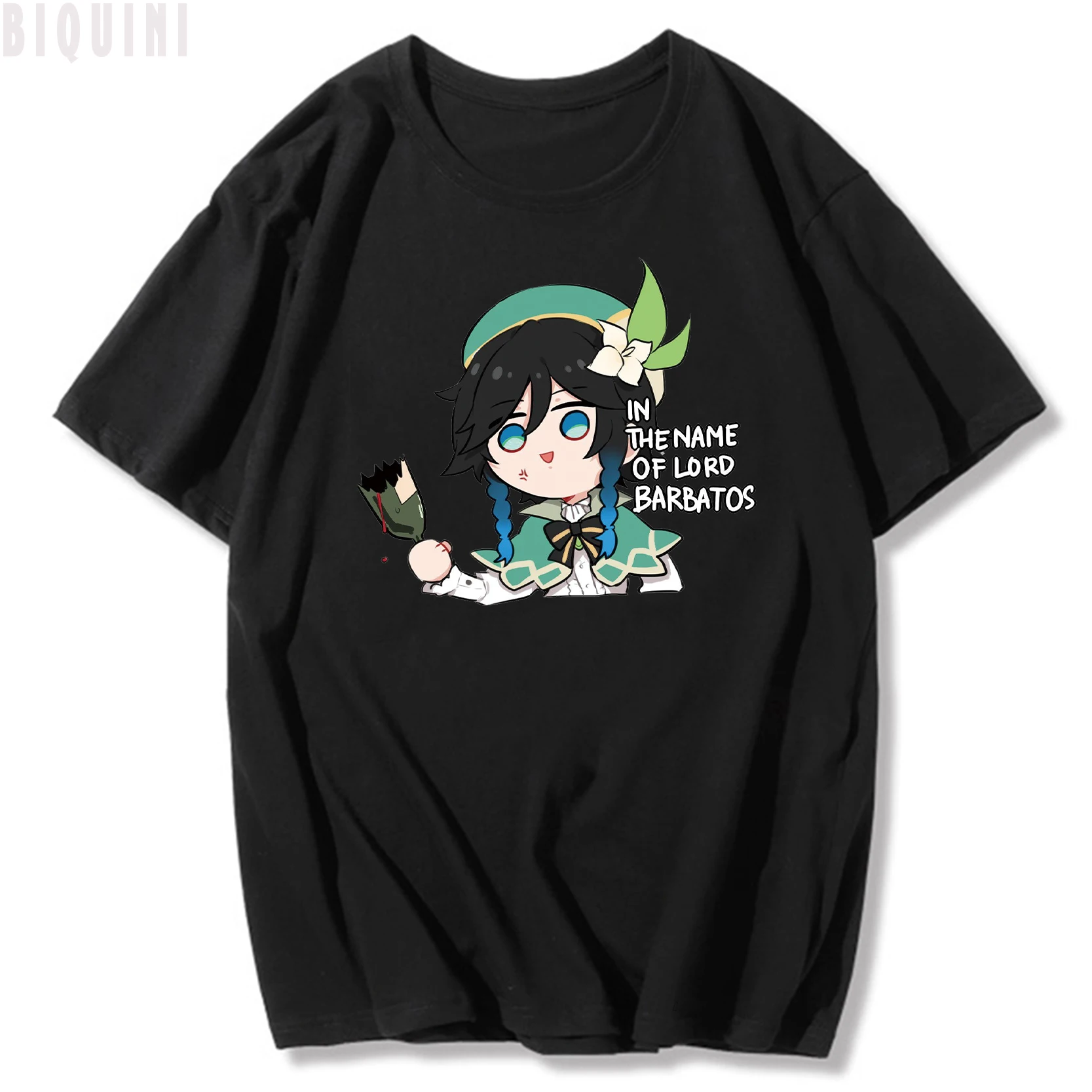 Genshin Impact Venti T Shirts Oversized Kawaii Clothes Women Haraju Tees Funny Print 100% Cotton 2021Summer Short Sleeve Cartoon