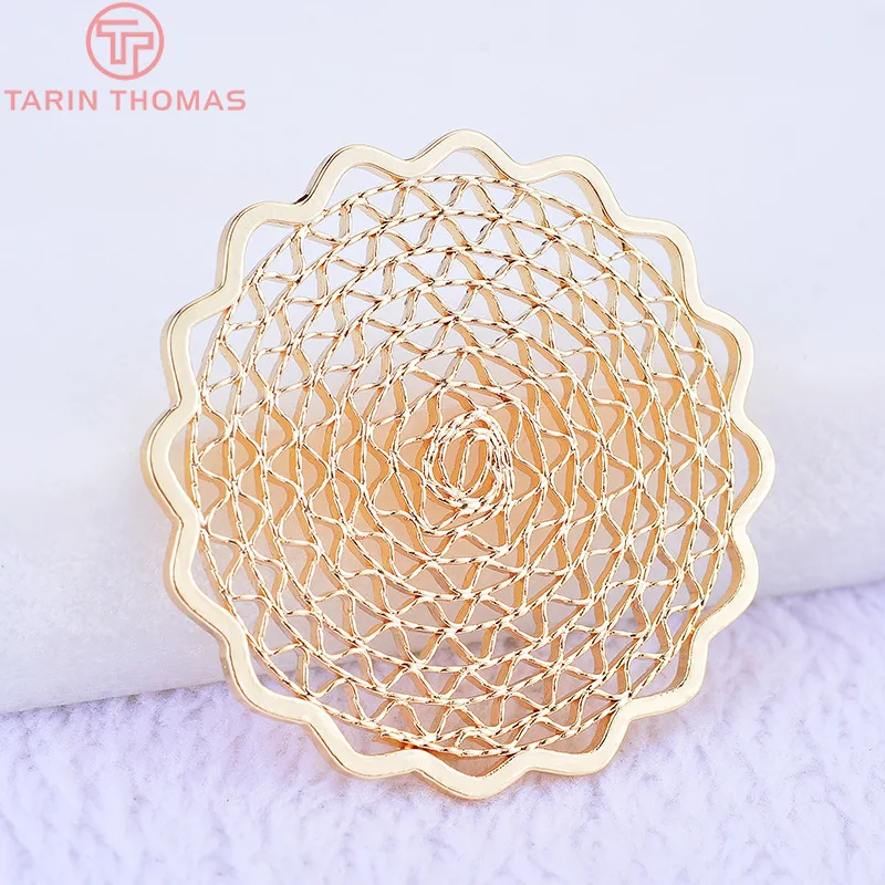 (523)4PCS 23MM 24K Gold Color Plated Brass Hollow Gearwheel Charms Pendants High Quality DIY Jewelry Making Findings
