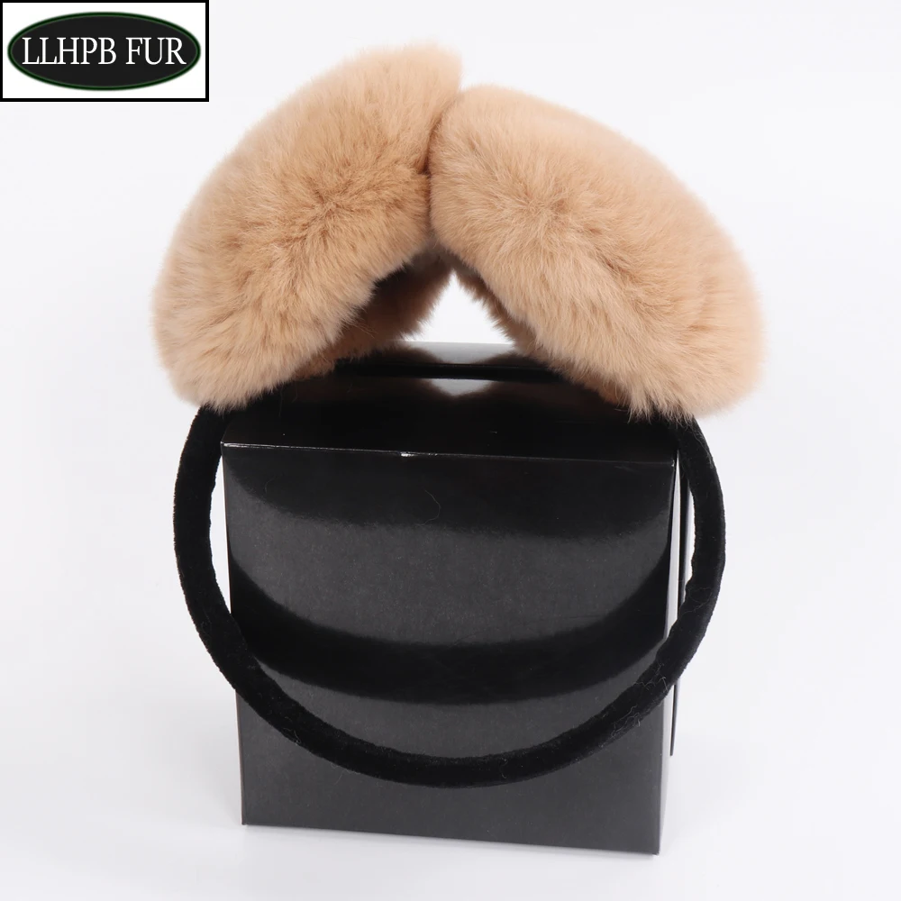 

Russian Women 100% Genuine Rex Rabbit Fur Earmuffs Winter Warm Lady Real Rex Rabbit Fur Ear muff New Elastic Natural Fur Earlaps