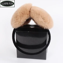 Russian Women 100% Genuine Rex Rabbit Fur Earmuffs Winter Warm Lady Real Rex Rabbit Fur Ear muff New Elastic Natural Fur Earlaps