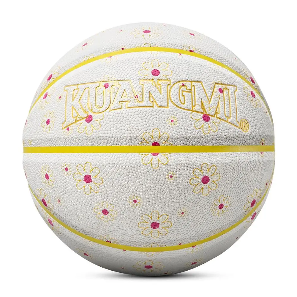 Kuangmi Basketball Daisy Print, material fotosensible, tamaño oficial 7, regalos de pelota de PU antideslizante, decoloración a la luz del sol