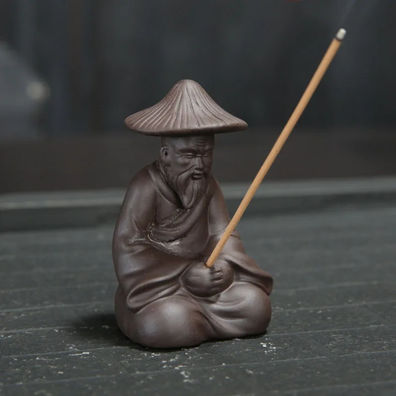 Mini Ceramic Crafts Purple Clay Incense Base Chan JIanggong Fishing Aroma Burner Incense Holder Tea Pet Home Decor