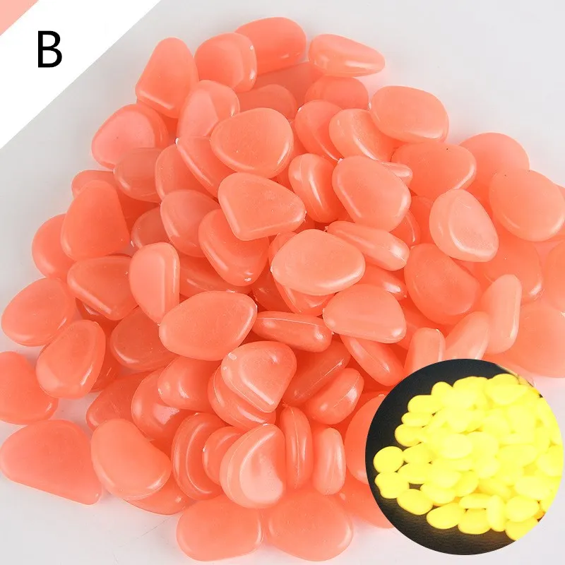 Seixo luminoso para decoração de aquário, decoração de jardim, pedras decorativas de aquário, brilho no escuro, 50 unid