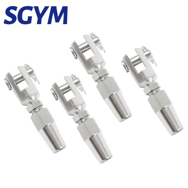 4PCS  3/4/5mm Wire Rope 316 Stainless Steel Swageless Fork/Jaw Terminal Cable DIY Fitting Quick Installation Marine Grade