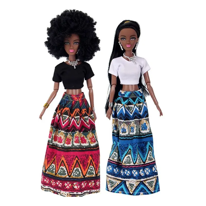 Movable Joints African Black Doll For American Dolls Accessories Nudy Body With Clothes For Barbie Toy Girl Pretend Kid Toy Gift