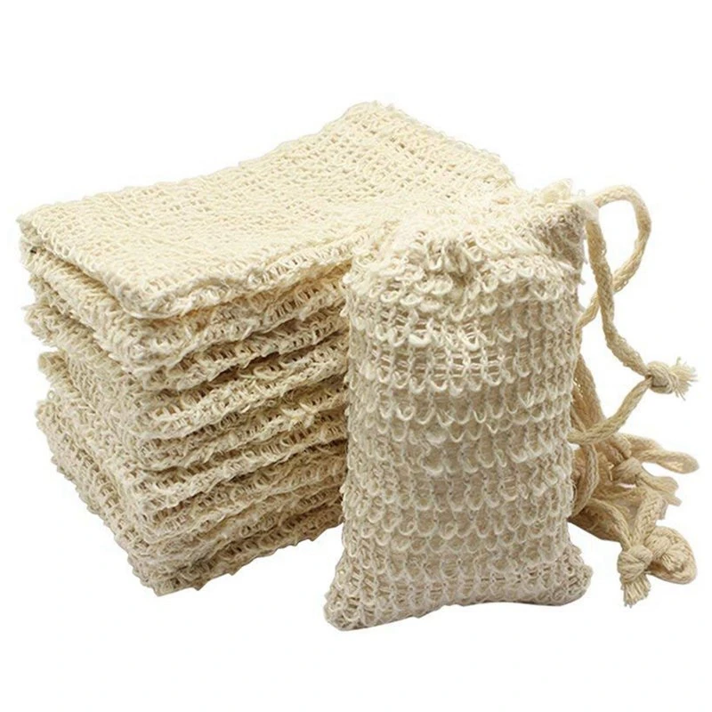 

50Pcs Kitchen storage Shower Bath Sisal Soap Bag Natural Sisal Soap Bag Exfoliating Soap Saver Pouch Holder dropshipping