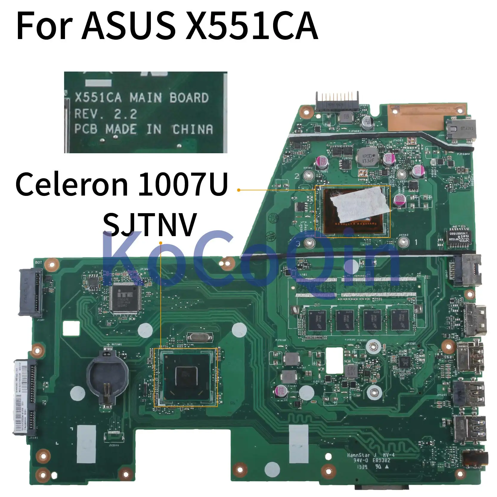 Kocoqin placa-mãe do portátil para asus x551ca x551cap x551ca x551c rev.2.2 celeron 1007u sjtnv mainboard