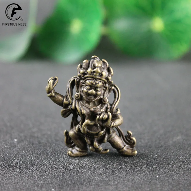 Antique Bronze Tibetan Mahakala Bodhisattva Statue Small Ornament Home Decoration Accessories Crafts Vintage Buddha Figurines