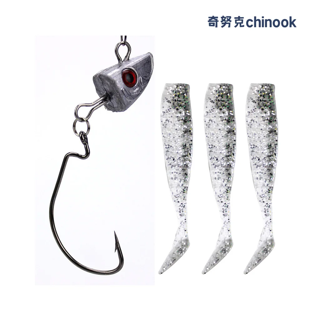 Chinook Soft Bait Jig Lead Head Soft Silicone Lure Wobbler Single Hook Fish Artificial Bait Fishing Tackle