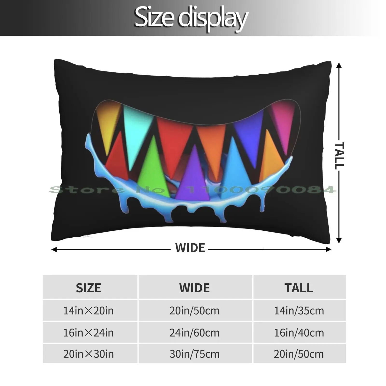 Shark Rainbow Color Teeth Pillow Case 20x30 50*75 Sofa Bedroom 6ix9ine Gooba 69 Rainbow Shark Theeth Tooth Sixnine Long