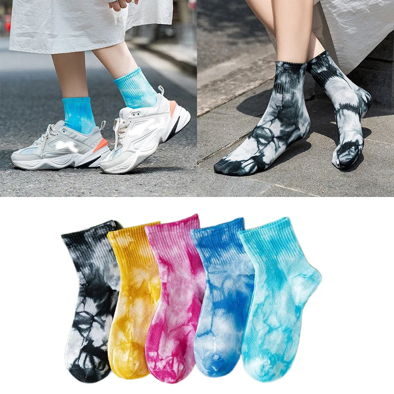 Tie-dye socks street ins trend socks new gradient color men and women casual sports socks breathable sweat socks funny gift
