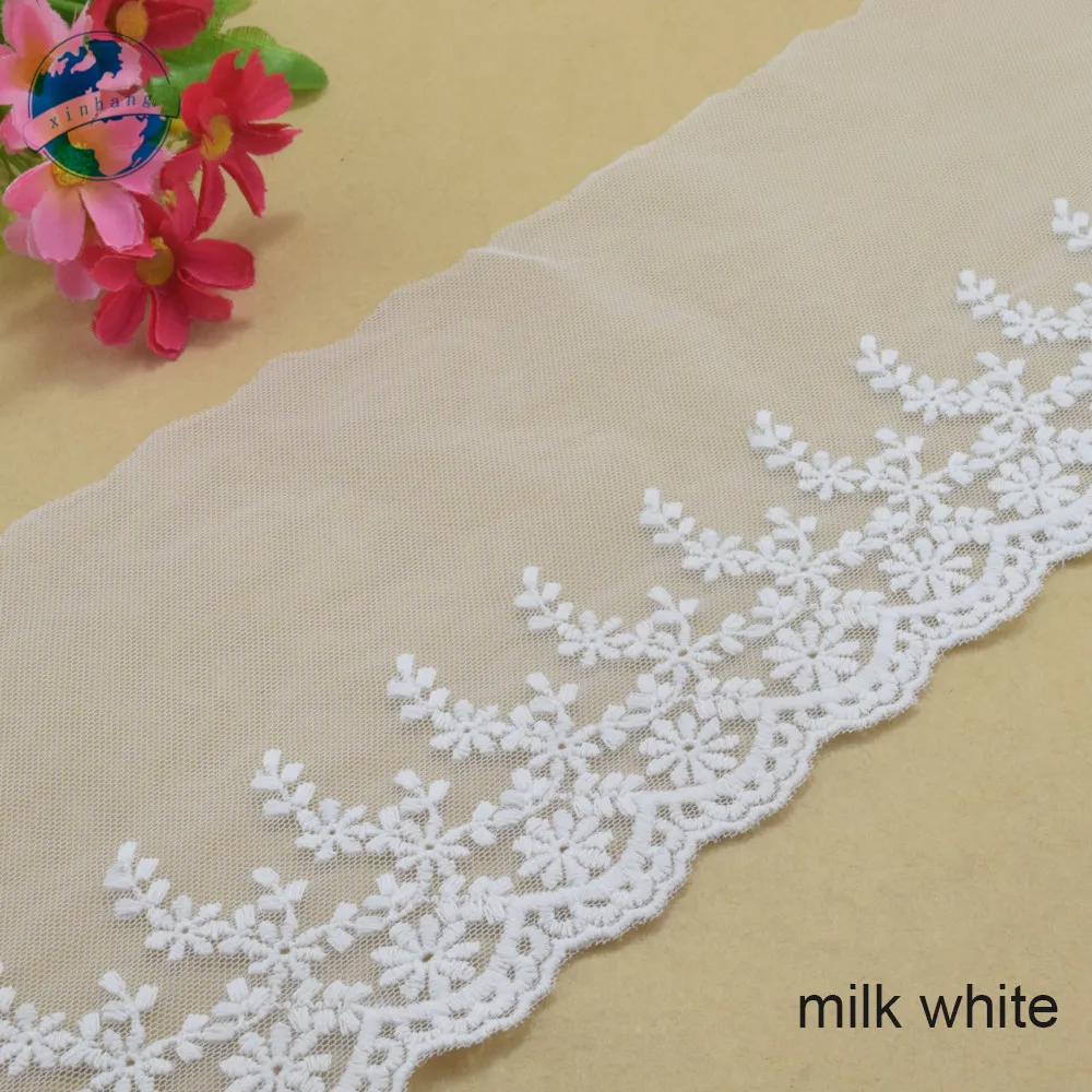 9.5cm Wide 100% Cotton Embroidery Lace Sewing Ribbon Guipure Trim Wedding Decoration DIY Dolls Colthes Accessories Lace #4188