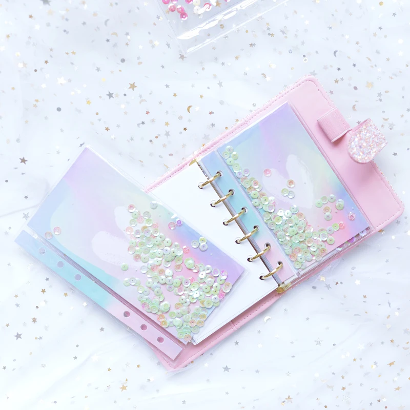 LOVEDOKI A6/A7 Glitter Confetti Shaker Card Spiral Journal Decoration Planner Dividers Diary Notebook Index Separator cards