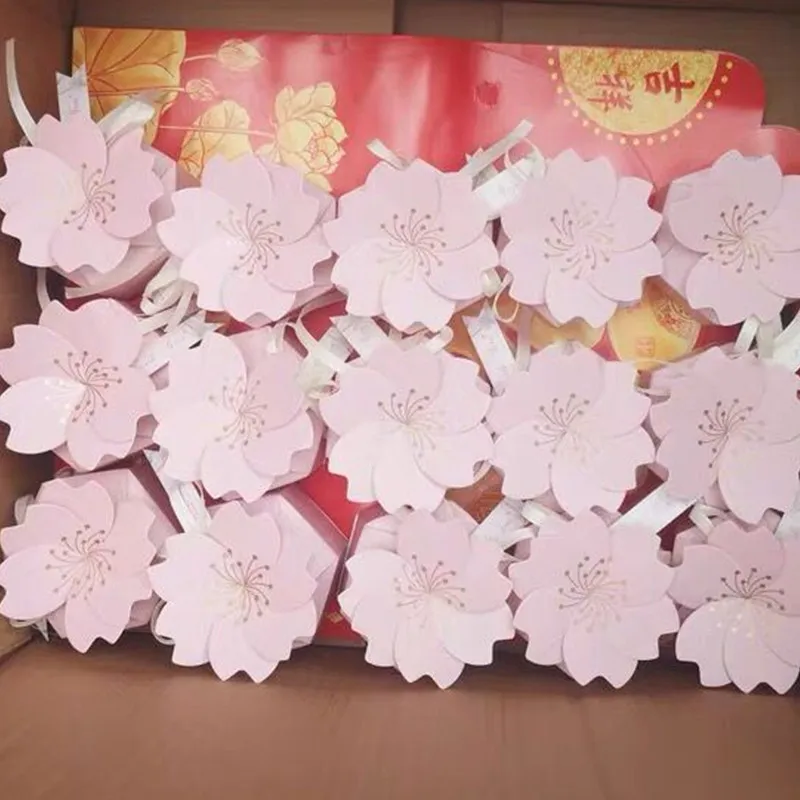 Pink Petal Chocolate Candy Boxes Cardboard Box Wedding Card Box Decoration Paper Gift Box Packaging Event Party Supplies
