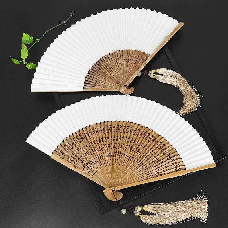 Paper Fan Japanese Ventilador Hand Painting Paper Fan Abanicos Para Boda Portable Bamboo Calligraphy Ventilatore Gift Summer