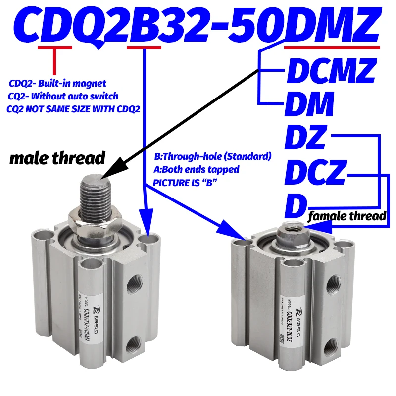 CDQ2B40-20DM Kompakte Doppeltwirkend CQ2B40-75DMZ Mit auto switch hub 5-100mm CQ2A40-30DMCZ CDQ2A40-50DMZ – Detail 3
