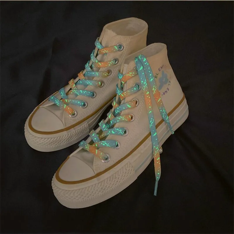 1 Pair Flat Luminous Shoelace Men Women Shoe Laces Glowing Led Fluorescent Shoelace for Sneakers Canvas Boots Shoes Strings