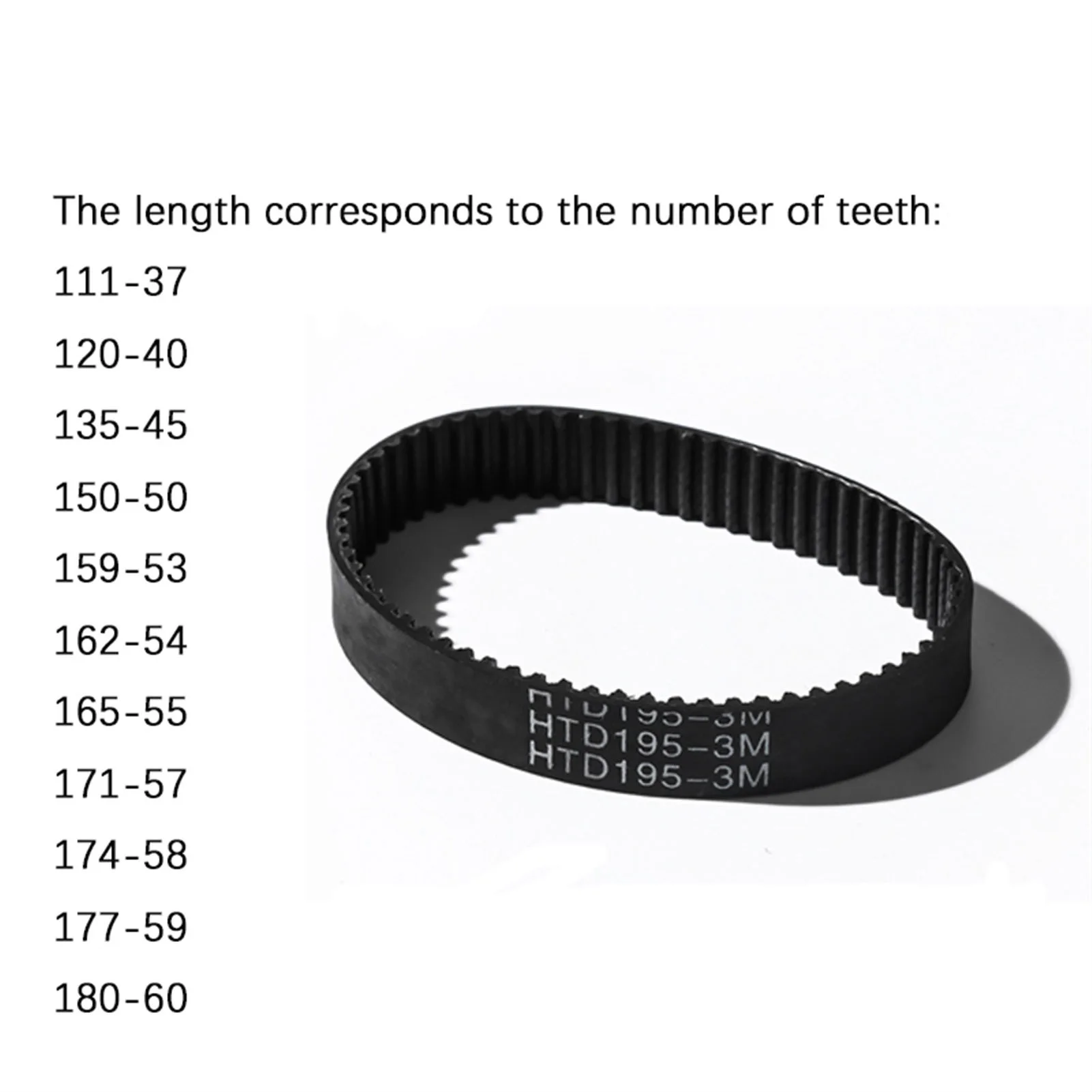 Closed Loop Timing Belt, Transmission Belts, HTD3M, Length 111/120/135/150/159/162/165/171/174/177/180mm Width 6/10/15mm