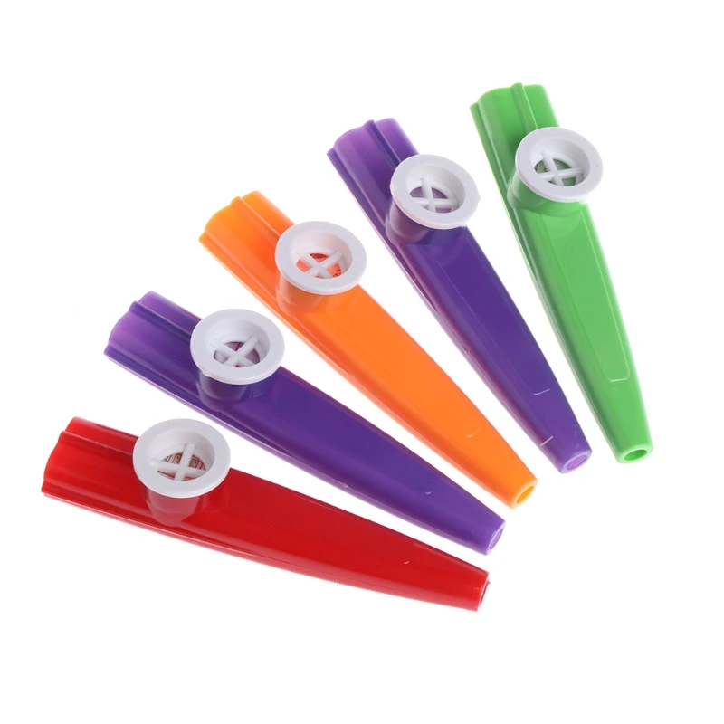 5pcs Mixed Color Orff Plastic Kazoo Harmonica Mouth Flute Kids Party Gift Toy