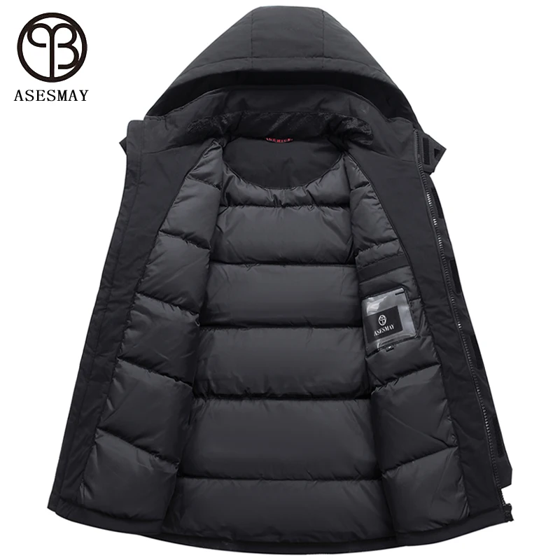 Asesmay New Brand Clothing Men Down Jacket High Quality Male Winter Coat Thicken Tracksuit Joggers Long Parka Hood Warm Outwear