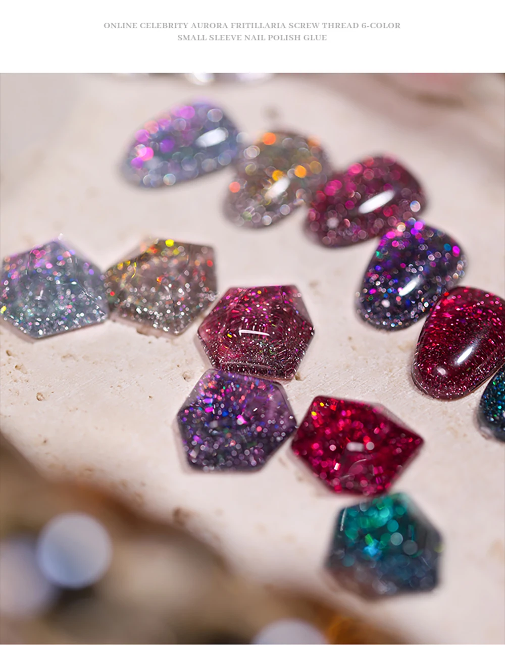 Vendeeni 6 Farben/Set Laser Glitter Broken Diamond Gel Nagellack UV Soak Off Gel Lack Superglänzender Gel-Lack für Nagelkunst – Detail 7