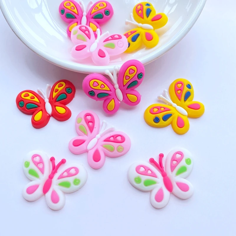 20pcs Cute Mini Butterfly head PVC flexible glue Flat back DIY Kawaii Scrapbooking Embellishments Diy Accessories H66