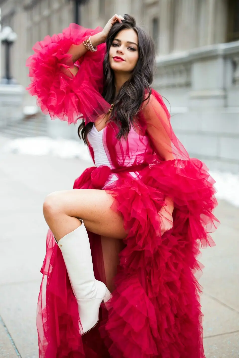 Bata de sesión de fotos de ilusión elegante para mujer, Kimono Sexy con volantes de mangas largas de tul, albornoz de maternidad transparente para fiesta de embarazadas