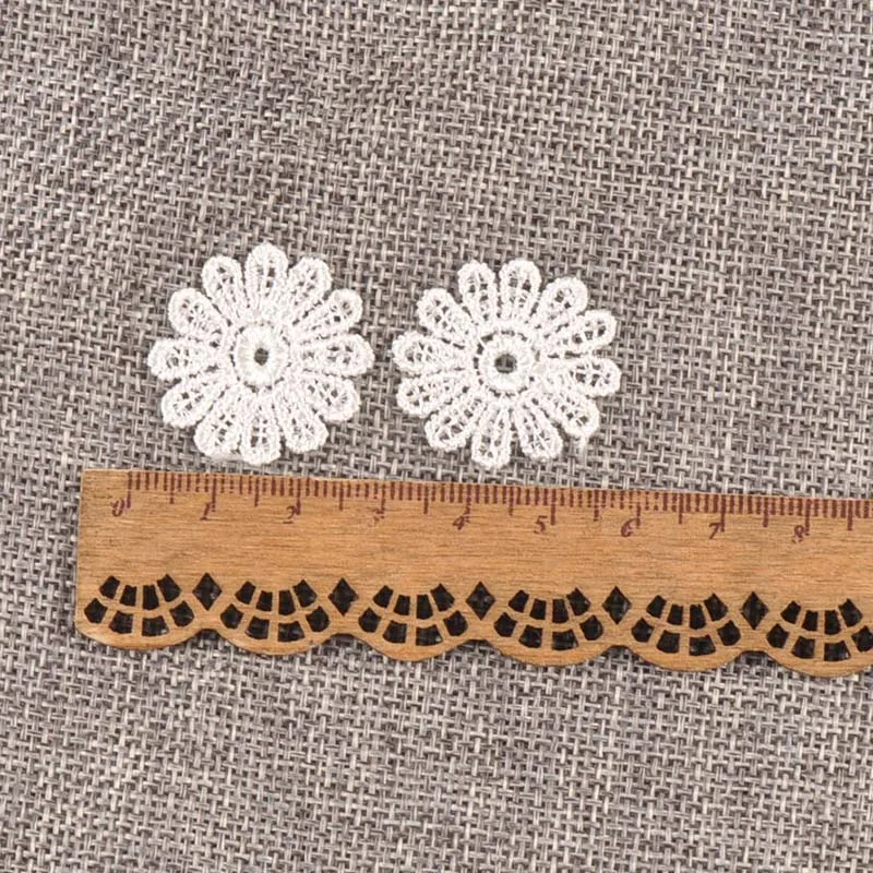 100Pcs Flower White Lace Embroidery Ribbon AppliqueTrim For Sewing Decoration Wedding DIY Accessories Handmade Supplies c1141