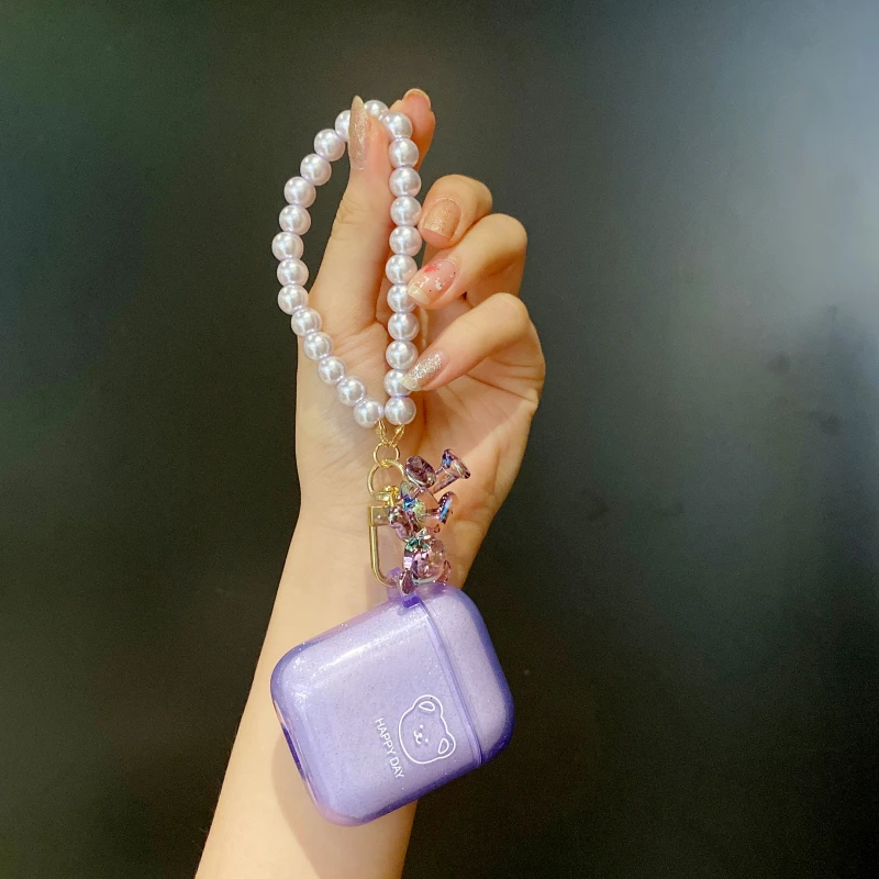 Роскошный Жемчужный браслет с медведем брелок для наушников чехол для Apple Airpods 1 2 Pro Беспроводная гарнитура Мягкий чехол Подарок