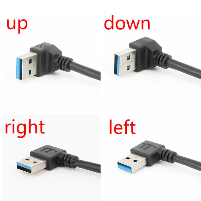 Cabo adaptador de 90 graus usb 3.0 a macho para fêmea, extensor de ângulo, usb, sincronização de dados, cabos de carregamento à