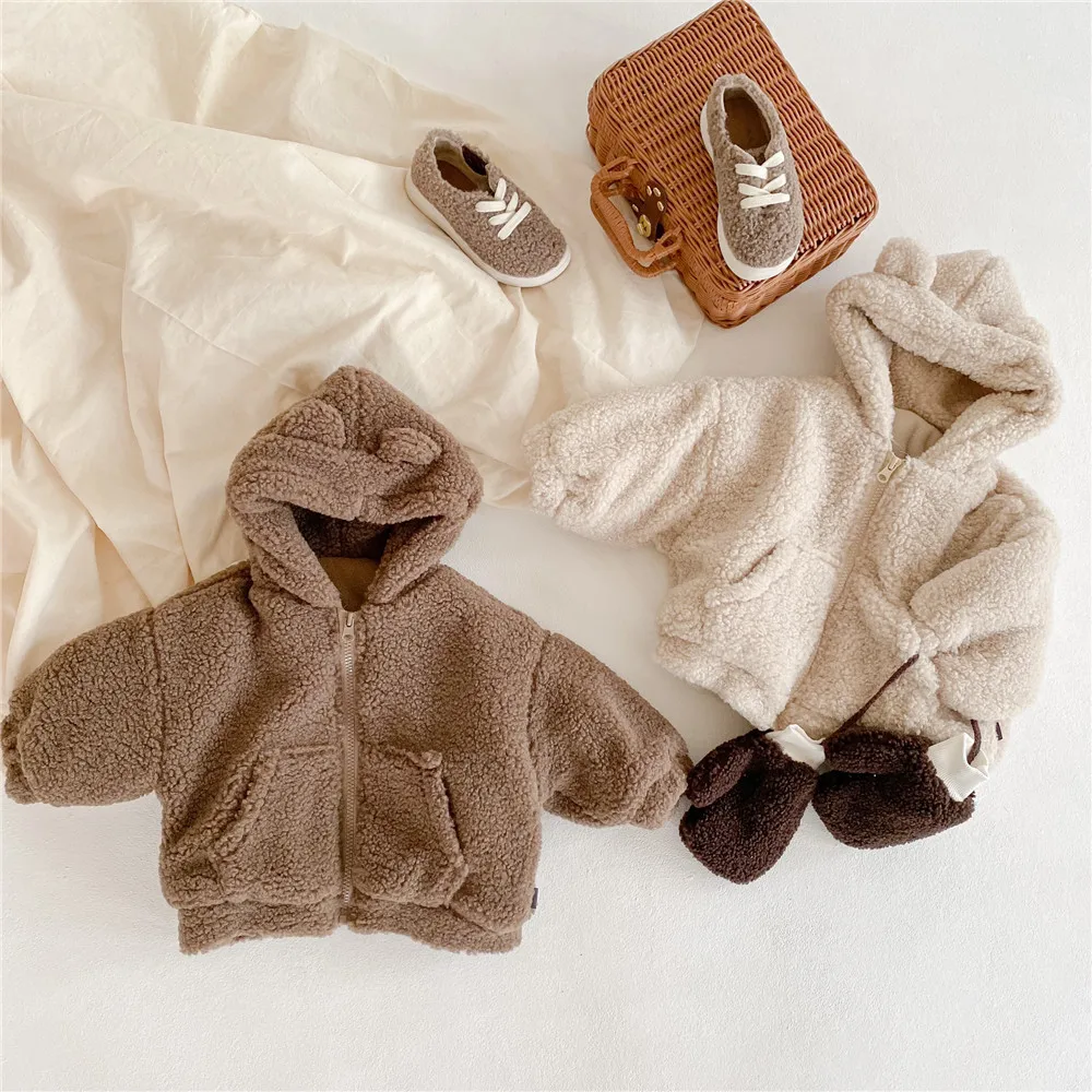 Autumn Winter Children’S Cotton-Padded Jacket Plus Velvet Hooded Jacket For Boys Girls Baby Kids Clothes Warm Casual Cardigan