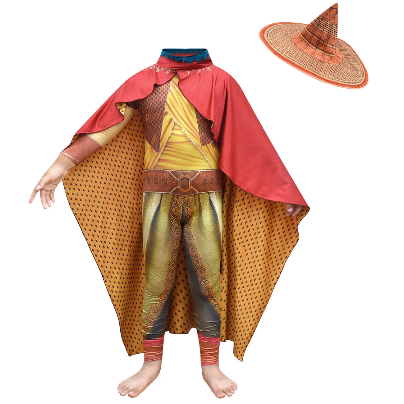 Girls Halloween Costume Cosplay Legend Movie Raya and The Last Dragon Kids Carnival Jumpsuit Cloak Hat Children Raya Outfit