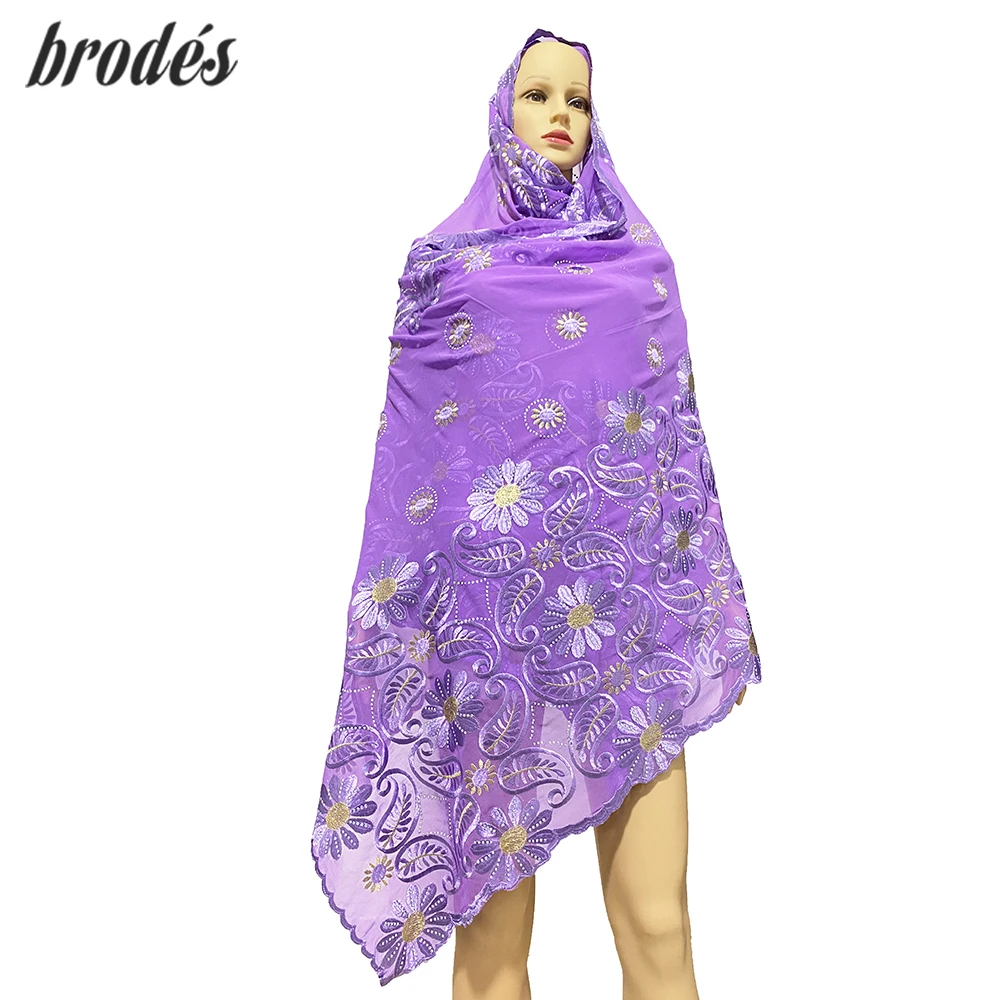 2022 Muslim Fashion Cotton Embroidered Scarf Style Headscarf Turbans for Women Foulard Africain Femme Inner Hijab CL214