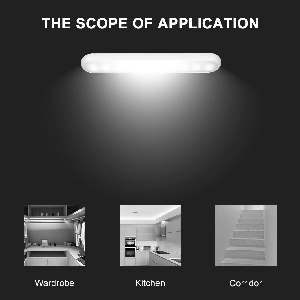 Coquimbo 10 LEDs PIR Motion Sensor Cabinet Light 3*AAA Operated Light Sensor Smart Light Human Infrared Night Light