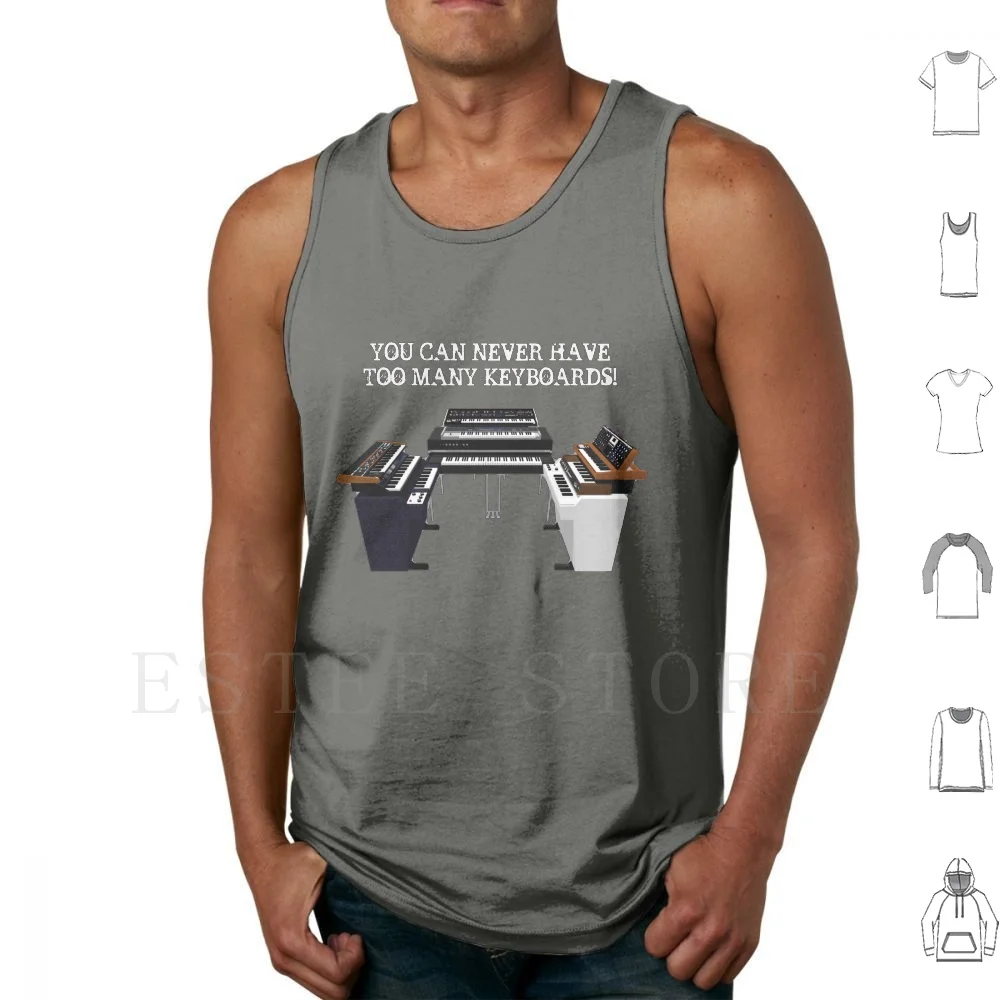 Too Many Keyboards! Tank Tops Vest Cotton Too Many Keyboards Keyboard Vintage Synth Synthesizer Mellotron Roland Poly Electric