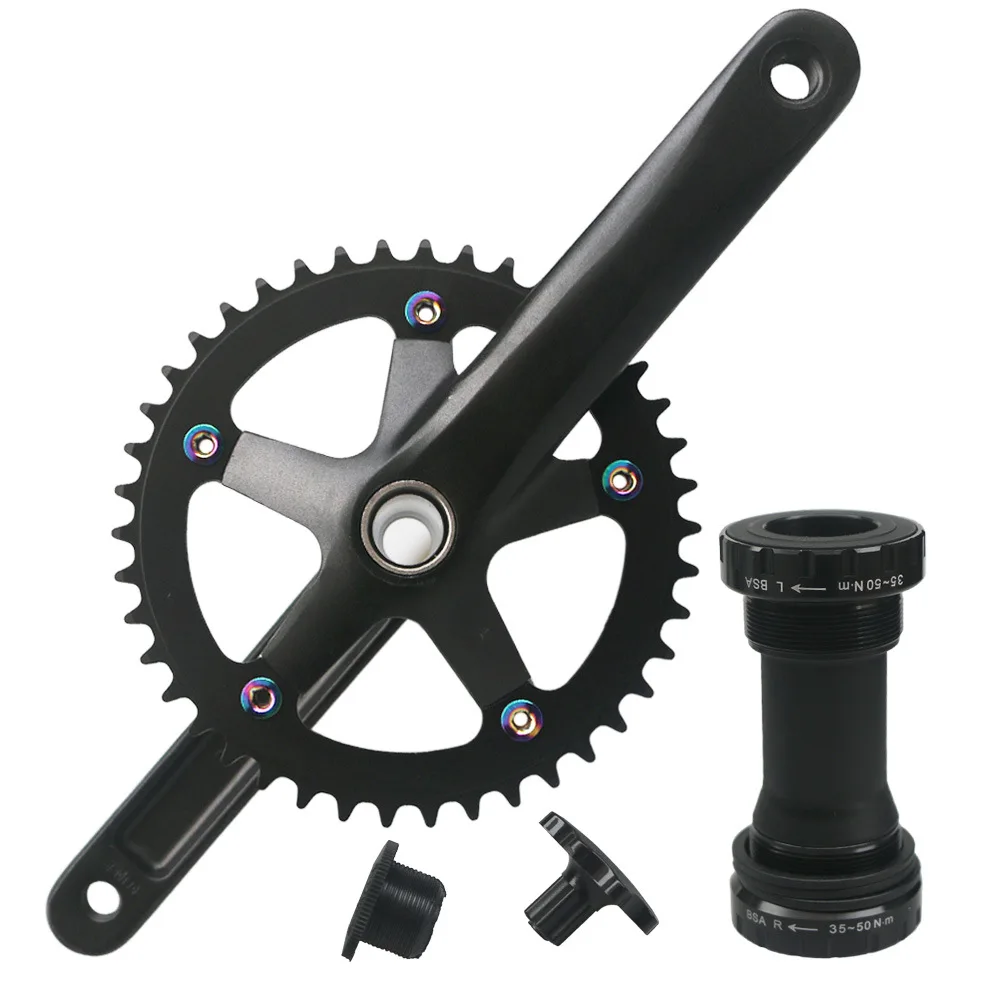 130BCD Rennrad-Kurbelgarnitur Fahrradkurbelsatz 152mm 165mm 170mm Einzelgang-Kurbelarme Tretlager 44T Kettenblatt für Rennräder – Detail 10
