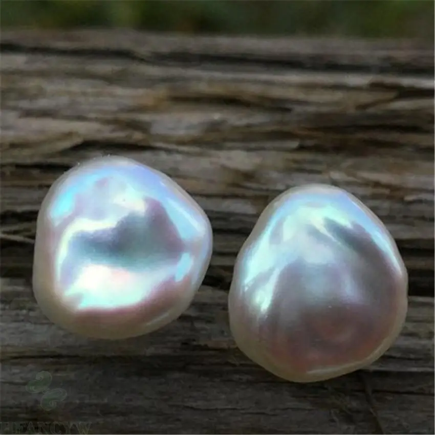 10-11mm Gray Baroque Pearl Earrings 18k ear stud Gift Dangler AAA Fashion Aurora TwoPin